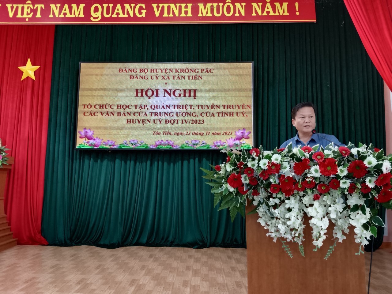 ĐẢNG UỶ XÃ TÂN TIẾN TỔ CHỨC HỘI NGHỊ HỌC TẬP, QUÁN TRIỆT, TUYÊN TRUYỀN CÁC VĂN BẢN CỦA TRUNG ƯƠNG, CỦA TỈNH UỶ, HUYỆN UỶ ĐỢT IV NĂM 2023